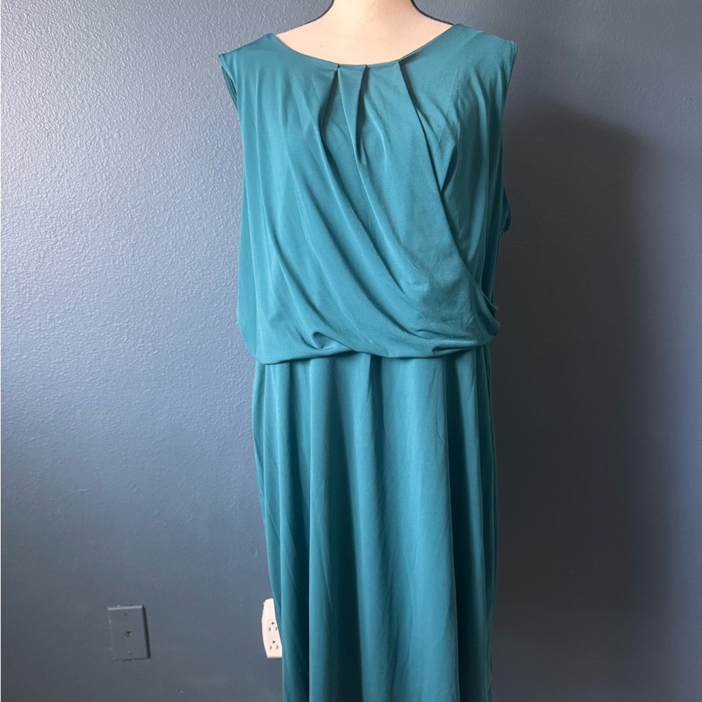 George Teal Dress with Draped Front
